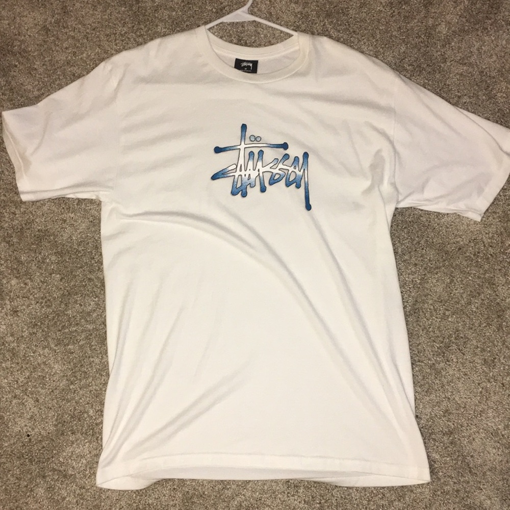 (Adult Medium) White/Blue “Stussy” t-shirt